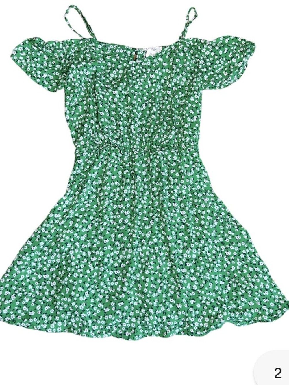 Jessica Simpson Floral Off-Shoulder Dress Green & White Sz Small